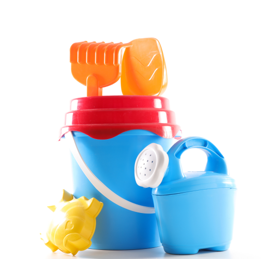 Beach Toys, Sand Bucket, Shovel & Rack